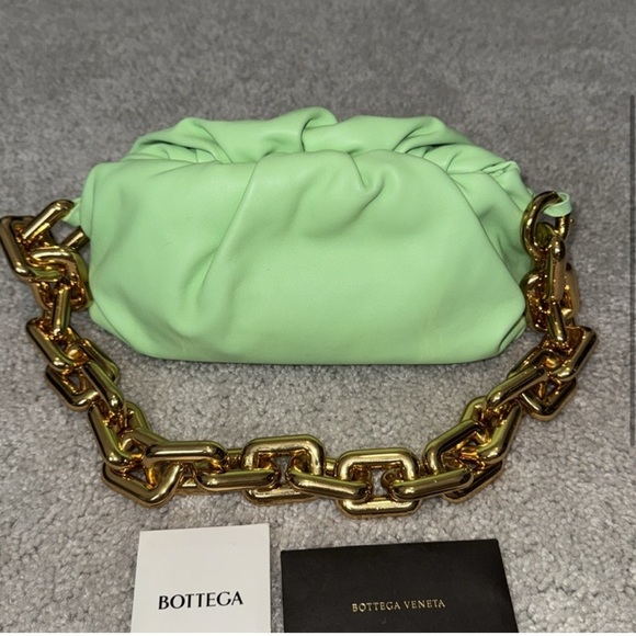 Bottega Veneta Mint Green Chain Pouch Leather Bag NEW - Picture 4 of 14